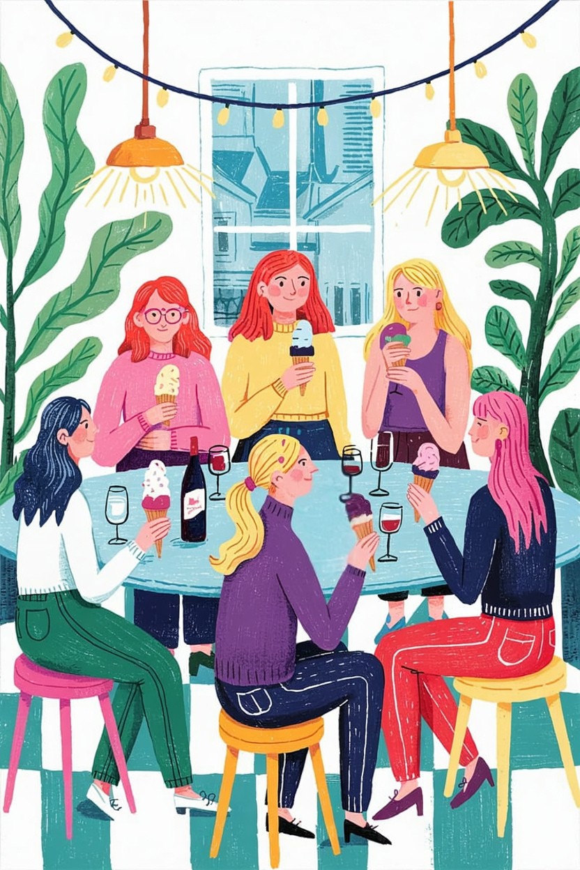 ice cream and wine party