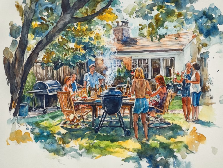 friends drinking wine at a memorial day barbecue