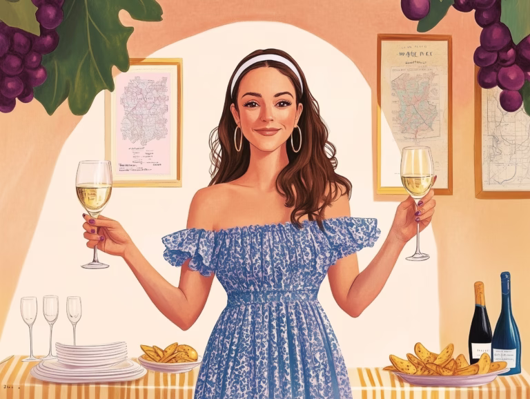 illustration of claudia chamberlain hosting a champagne class