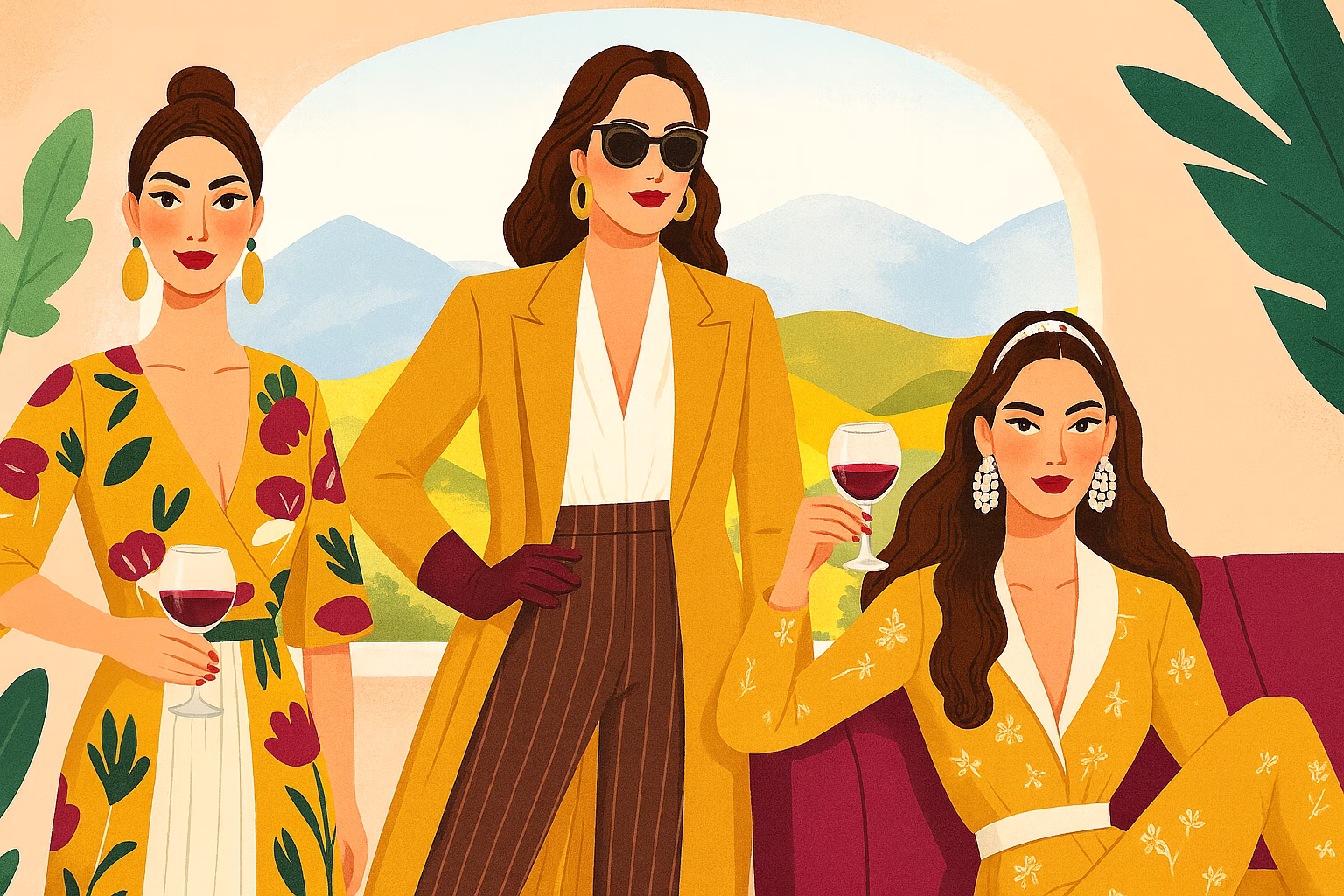 illustration of barolo barbera and dolcetto personified