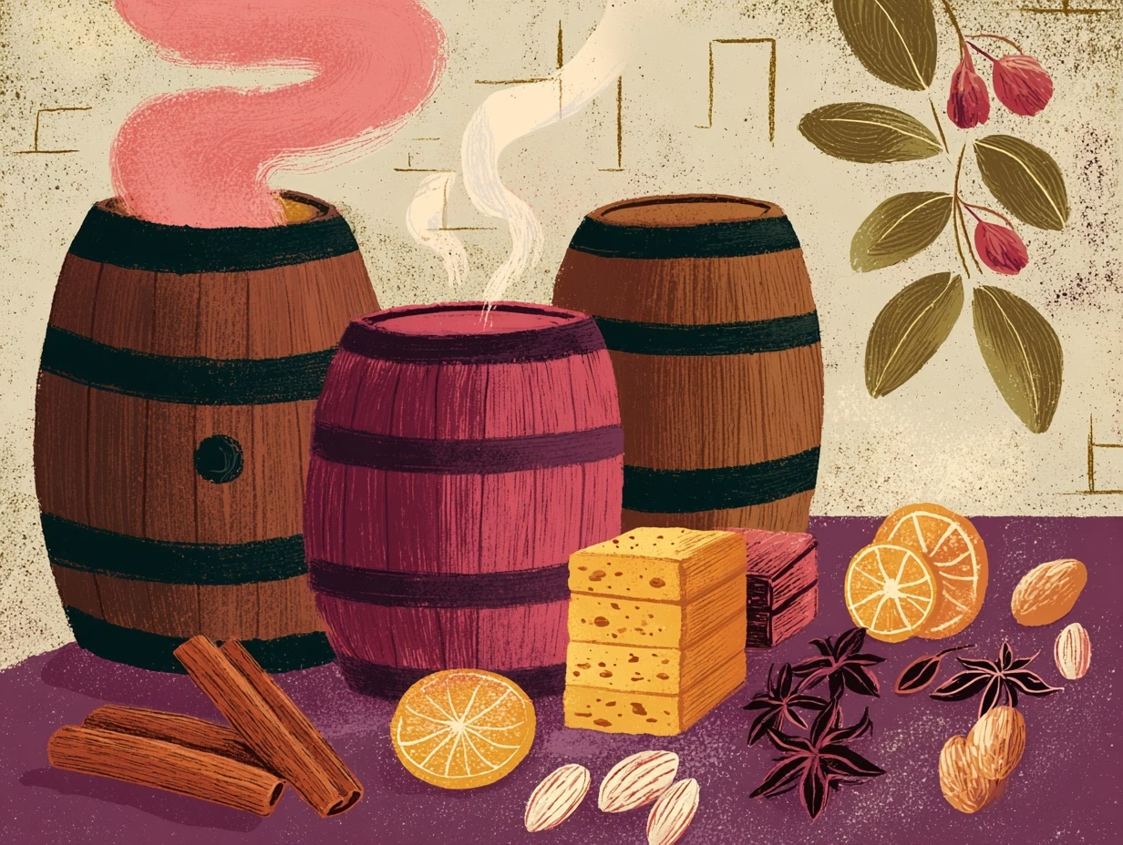 illustration of wine barrel notes